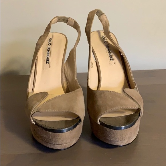 Adolfo Dominguez Tan Suede Heels - Women’s Size 38 - Picture 4 of 7